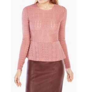 Elegant Lace Peplum Top - Pink